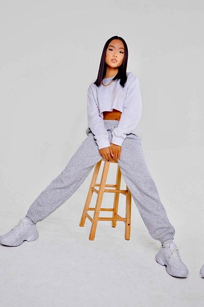 BSBSPOR Γκρι Oversize καλοκαιρινό παντελόνι - Joggers με αθλητική φόρμα