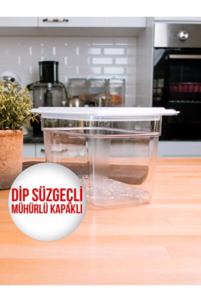 CAMBRO Mühürlü Kapaklı, Dip Süzgeçli Gıda Saklama Kabı 3,7 Litre