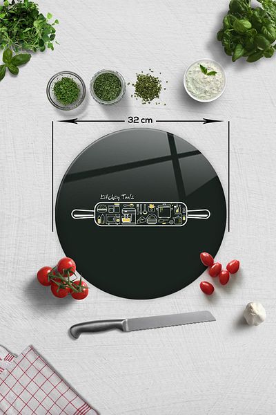 Decorita 32cm Glass Cutting Board and Table - Kitchen Utensils