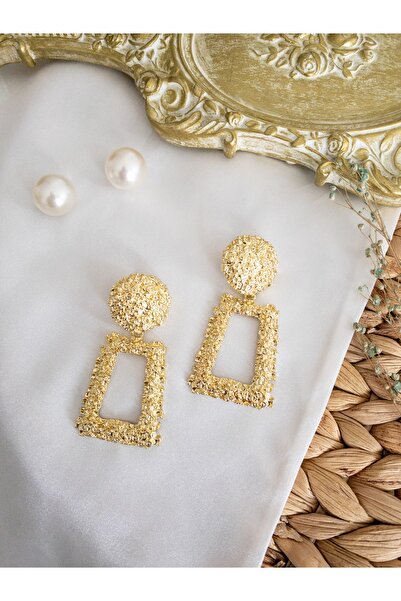 BeuBella Aksesuar أقراط مثلثة ذهبية عتيقة