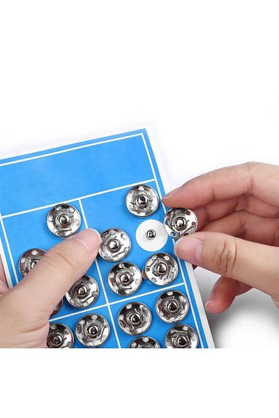 tuhafiyecimiz Metal, Strut Snap Button No4 (16mm) 24 Pieces Silver