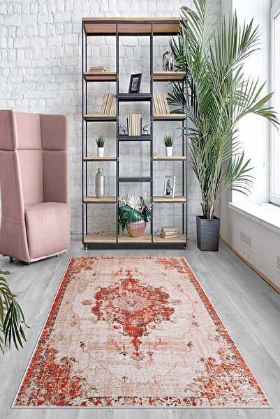 on the clouds Kırmızı Çiçek Desenli Göbekli Yıkanabilir Kaymaz Taban Leke Tut...