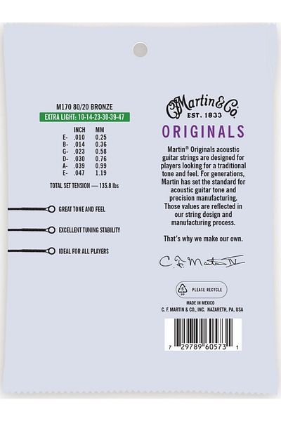 Martin & Co. M170 80/20 Bronze Acoustic Guitar String