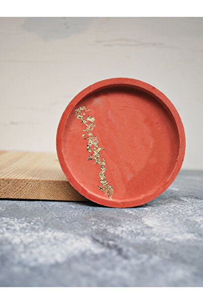 Beton Döküm Terracotta Dekoratif Yuvarlak Tabak Bardak Altlığı Veya Mum Tabağı