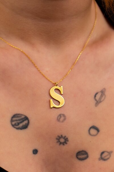 Bora Değerli Madenler Gümüş Harf Kolye Kişiselleştirilebilir Kolye S Harf Kolye