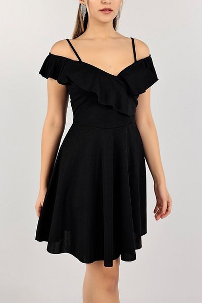 Secret Passion Lingerie Νέα σεζόν Μαύρο κλιμακωτό γιακά με διπλό στήθος Lycra Σχέδιο κρεπ βραδινό φόρεμα Homecoming 077