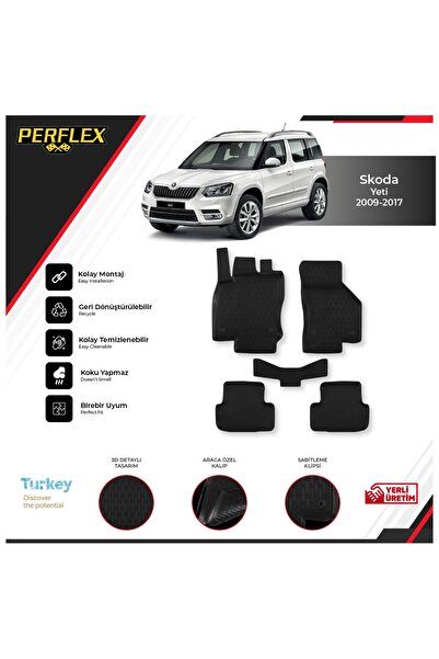 PERFLEX Skoda Yetı 2009-2017 Araca Özel 3d Havuzlu Paspas