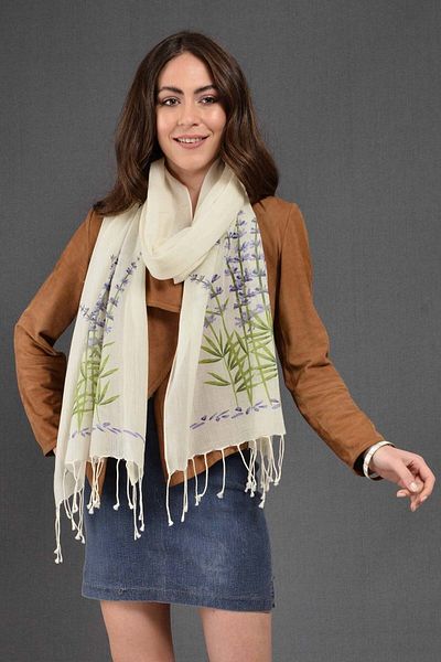 Dosimira Lavender 1 Printed Large Cotton Scarf