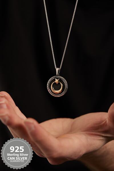 CAN SİLVER 925 Ayar Ayyıldız Özel Tasarım Gümüş Erkek Kolye