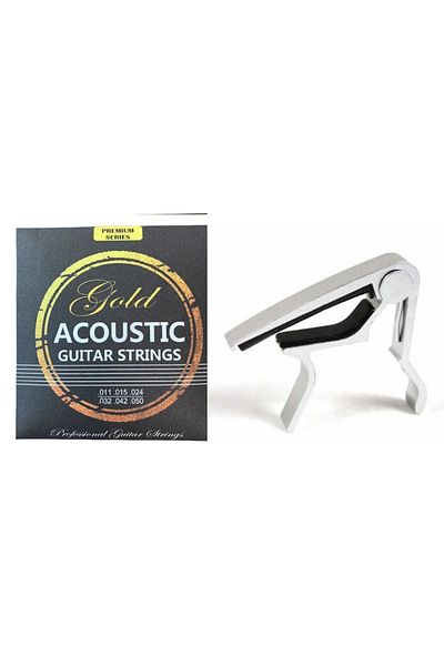 seamoon Professional Acoustic Guitar String - Gold Set + Capo