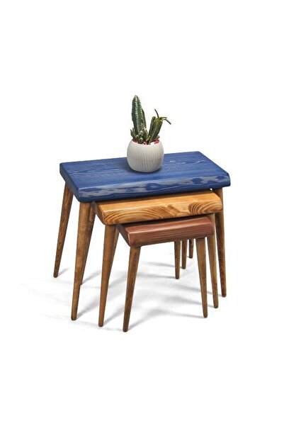 Mobenta Doğal Ağaç Masif Kütük 3’lü Zigon Sehpa