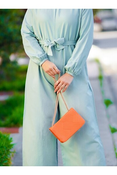 Por La Cara Back Zippered Belted Jumpsuit - Çağla -