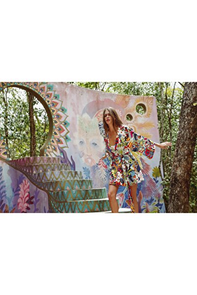 ELAF BEACHWEAR Popart Kısa Pareo Kimono