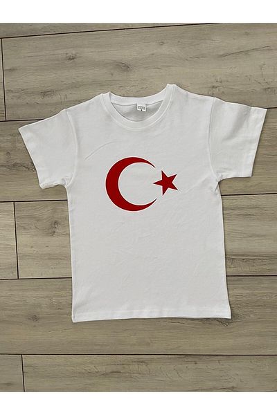 Muraty Tricou pentru copii cu steagul turcesc cu imprimeu Semiluna și Steaua Ataturk
