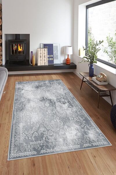 on the clouds Gri Zemin Osmanlı Motifler Yıkanabilir Kaymaz Taban Leke Tutmaz...