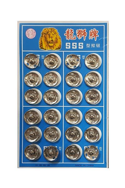 tuhafiyecimiz Metal, Strut Snap Button No3 (14mm) 24 Pieces Silver