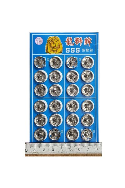 tuhafiyecimiz Metal, Strut Snap Button No3 (14mm) 24 Pieces Silver