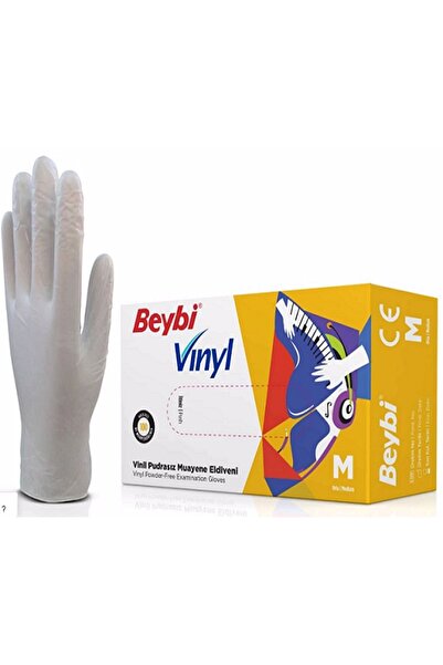 Beybi قفازات فينيل خالية من البودرة، عبوة متوسطة الحجم مكونة من 20 قطعة