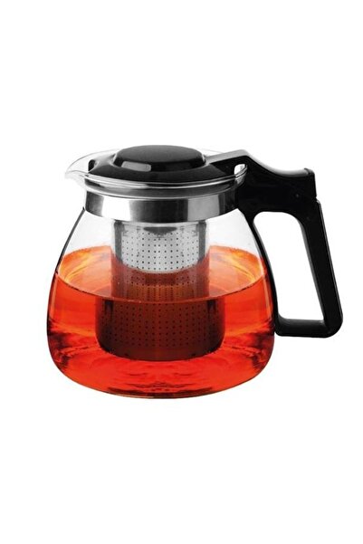 Genel Markalar Çelik Süzgeçli Borosilikat Cam Siyah Demlik 900 Ml