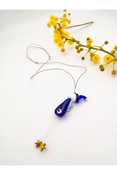 camADA Murano Cam Lacivert Melek Nazarlık Desenli Araba Süsü