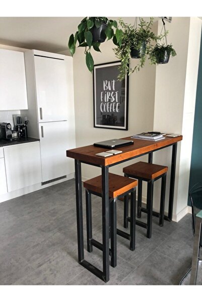 UmutHomeDesing Metal Ahşap Mutfak Masası Ve Taburesi.