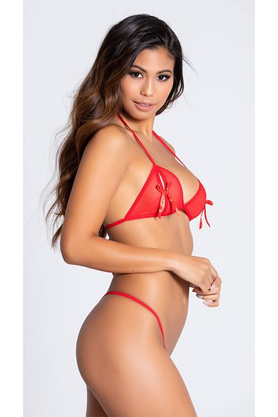 Bacio Fancy Red Sexy Tulle Bra Kilot Suit Underwear