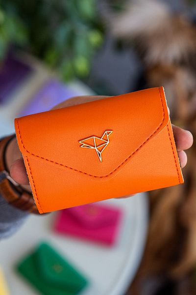 Garbalia Lviv Vegan Leather Accordion Orange Women's Wallet Card Holder