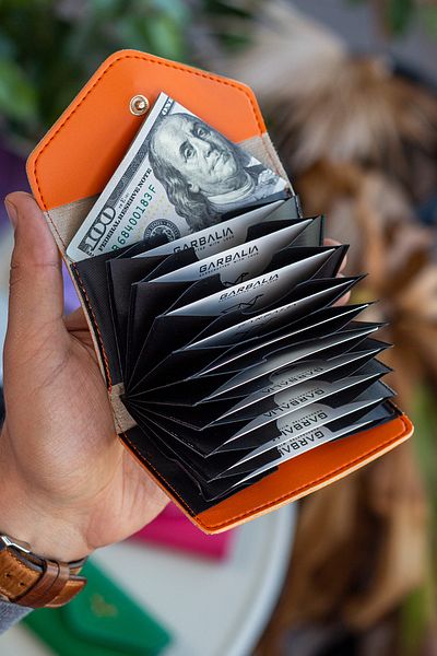 Garbalia Lviv Vegan Leather Accordion Orange Women's Wallet Card Holder
