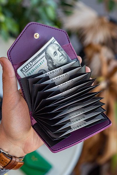 Garbalia Lviv Vegan Leather Accordion Plum Women's Wallet Card Holder