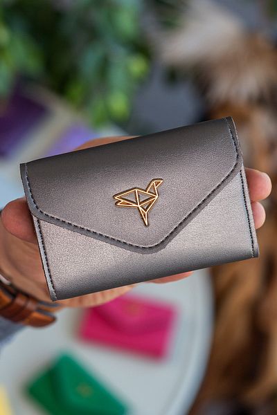 Garbalia Lviv Vegan Leather Accordion Anthracite Women's Wallet Card Holder
