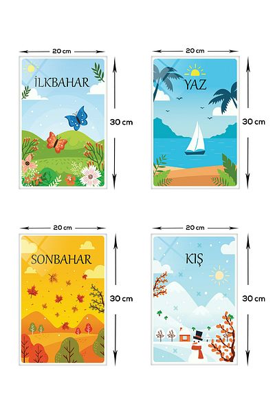 Decorita School| Glass Panel| Set of 4 Seasons| 20cm X 30cm