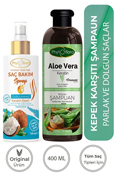 Phytoflora Saç Dökülmesine Karşı Tuzsuz Şampuan Aloe Vera Şampuanı Ve Hindistan Cevizi Yağlı Saç Spreyi