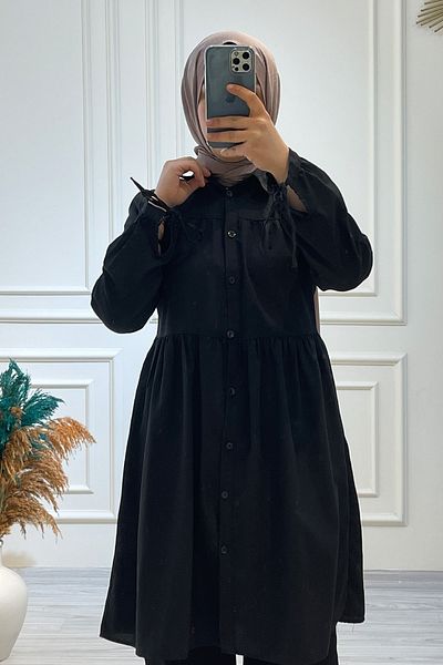 InStyle Lara Tie-Cuffed Shirt - Black