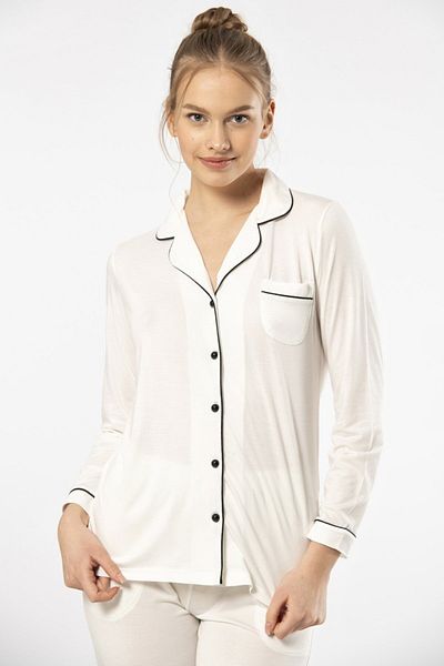 TÜREN Women's Long Sleeve, Pocket, Shirt Neck Sleepwear Set