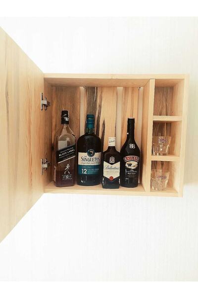 CLM Ahşap Dekoratif Içki Kadeh Dolabı
