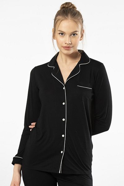 TÜREN Women's Long Sleeve, Pocket, Shirt Neck Sleepwear Set