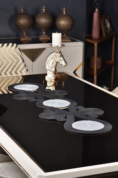 Natural Dowry Endless Long Black Silver Polyp Rope Living Room Dining Table Coffee Table Kitchen Cloth Runner