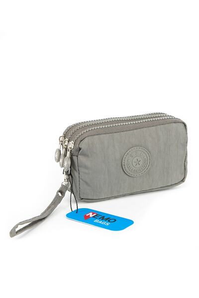 NEMO BAGS Unisex Gray Wallet 3 Compartments with Bracelet 17x10 Cm Klinkır Wa...