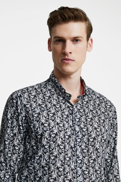 Tween Slim Fit Siyah Desenli Gömlek