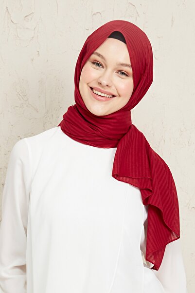 Madame Polo Naturel Pamuk Şal - Bordo