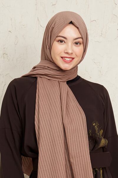 Madame Polo Naturel Pamuk Şal - Vizon