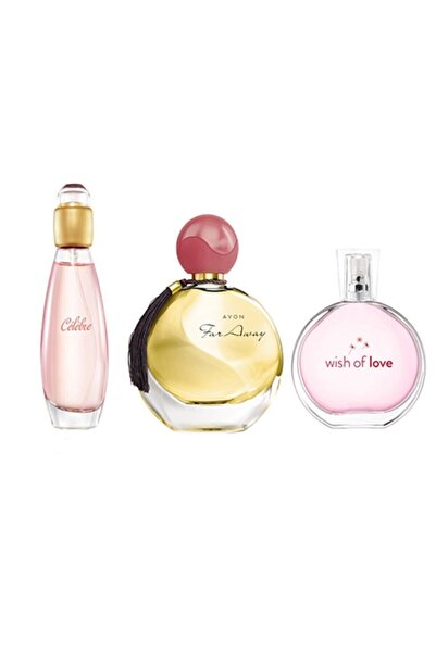 AVON Celebre Edt 50 Ml + Far Away Edp 50 Ml + Wish Of Love Edt 50 Ml 3lü Parfüm