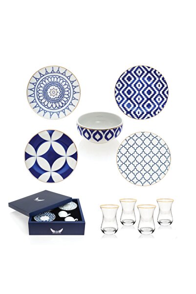 ZM Decor Mavi Beyaz Tabak&çay Kahve Seti 20 Parça (4 Kişilik)