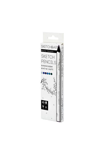 Bruno Visconti Sketch&art Professional Dry Paint Pen, Thick Body, 4 Mm Graphite Sea 6 Colors