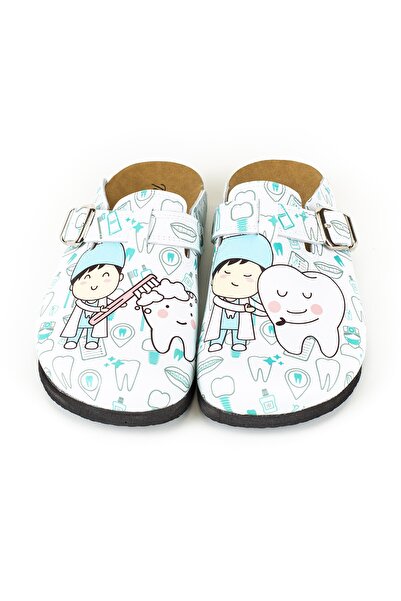 TERLİKSABO Diş Doktoru Desenli Mantar Sabo Terlik