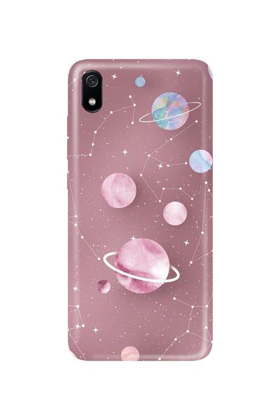 PERAX Huawei Y5 2019 Pembe Galaksi Baskılı Telefon Kılıfı Huwy52019-00001030-43