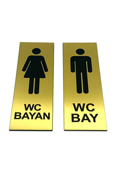 SE-Dizayn Wc Tuvalet Tabelası Bayan Bay Takım 2 Adet Kapı Yönlendirme Levhası 5 Cm X 15 Cm Rezopal Levha