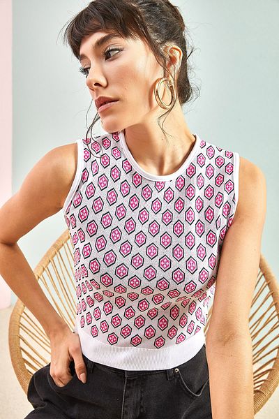 Bianco Lucci Gemusterte Strickbluse für Damen