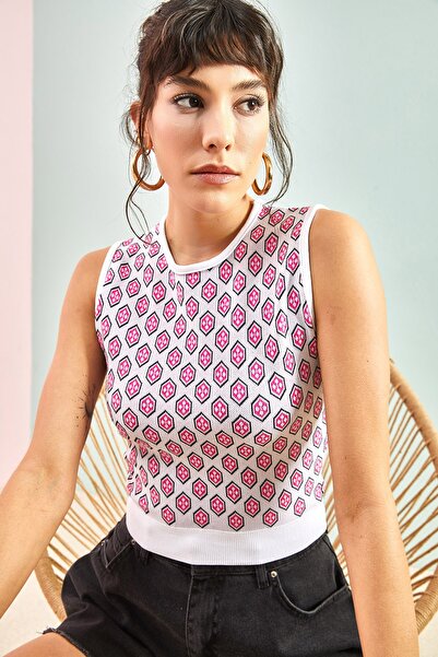 Bianco Lucci Kadın Desenli Triko Bluz