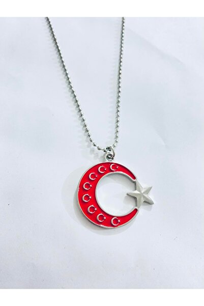 Herşey Nota Moon Star Turkish Flag Necklace